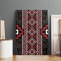 Red Tukutuku Pattern Aotearoa Canvas Wall Art Niho Taniwha and Puhoro Motifs