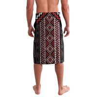 Red Tukutuku Pattern Aotearoa Lavalava Niho Taniwha and Puhoro Motifs