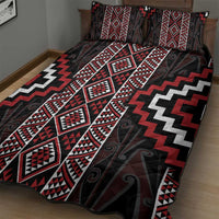 Red Tukutuku Pattern Aotearoa Quilt Bed Set Niho Taniwha and Puhoro Motifs