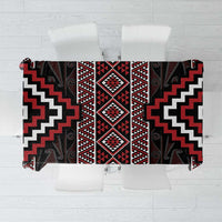 Red Tukutuku Pattern Aotearoa Tablecloth Niho Taniwha and Puhoro Motifs LT7 Red - Polynesian Pride
