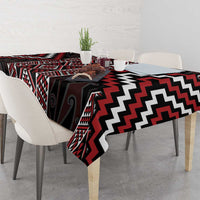 Red Tukutuku Pattern Aotearoa Tablecloth Niho Taniwha and Puhoro Motifs LT7 - Polynesian Pride