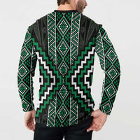 Jade Tukutuku Pattern Aotearoa Button Sweatshirt Niho Taniwha and Puhoro Motifs LT7 - Polynesian Pride