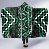 Jade Tukutuku Pattern Aotearoa Hooded Blanket Niho Taniwha and Puhoro Motifs