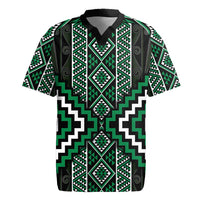 Jade Tukutuku Pattern Aotearoa Rugby Jersey Niho Taniwha and Puhoro Motifs LT7 Green - Polynesian Pride
