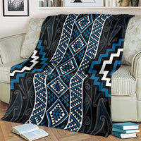 Azure Tukutuku Pattern Aotearoa Blanket Niho Taniwha and Puhoro Motifs