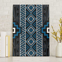 Azure Tukutuku Pattern Aotearoa Canvas Wall Art Niho Taniwha and Puhoro Motifs