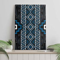 Azure Tukutuku Pattern Aotearoa Canvas Wall Art Niho Taniwha and Puhoro Motifs