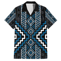 Azure Tukutuku Pattern Aotearoa Hawaiian Shirt Niho Taniwha and Puhoro Motifs