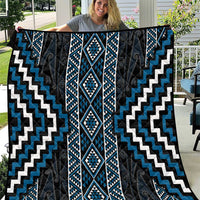 Azure Tukutuku Pattern Aotearoa Quilt Niho Taniwha and Puhoro Motifs LT7 Blue - Polynesian Pride