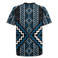 Azure Tukutuku Pattern Aotearoa Rugby Jersey Niho Taniwha and Puhoro Motifs LT7 - Polynesian Pride