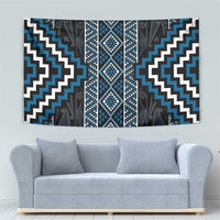 Azure Tukutuku Pattern Aotearoa Tapestry Niho Taniwha and Puhoro Motifs