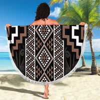 Classic Tukutuku Pattern Aotearoa Beach Blanket Niho Taniwha and Puhoro Motifs
