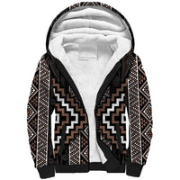 Classic Tukutuku Pattern Aotearoa Sherpa Hoodie Niho Taniwha and Puhoro Motifs