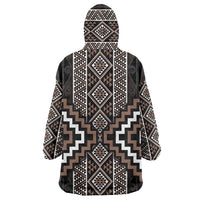 Classic Tukutuku Pattern Aotearoa Wearable Blanket Hoodie Niho Taniwha and Puhoro Motifs