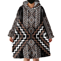 Classic Tukutuku Pattern Aotearoa Wearable Blanket Hoodie Niho Taniwha and Puhoro Motifs