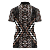 Classic Tukutuku Pattern Aotearoa Women Polo Shirt Niho Taniwha and Puhoro Motifs