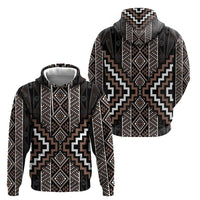 Classic Tukutuku Pattern Aotearoa Zip Hoodie Niho Taniwha and Puhoro Motifs