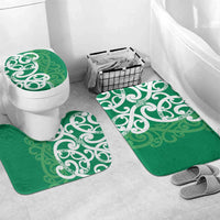 Pounamu Green Maori Bathroom Set Koru Kowhaiwhai LT7 Mat Set Only (3 pcs) One Size Green - Polynesian Pride