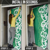 Pounamu Green Maori Door Cover Koru Kowhaiwhai - Polynesian Pride