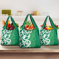 Pounamu Green Maori Grocery Bag Koru Kowhaiwhai LT7 3-pack One Size Green - Polynesian Pride