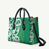 Pounamu Green Maori Leather Bag Koru Kowhaiwhai LT7 Green - Polynesian Pride