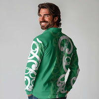 Pounamu Green Maori Long Sleeve Polo Shirt Koru Kowhaiwhai - Polynesian Pride