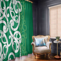 Pounamu Green Maori Window Curtain Koru Kowhaiwhai LT7 - Polynesian Pride