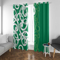 Pounamu Green Maori Window Curtain Koru Kowhaiwhai LT7 With Grommets Green - Polynesian Pride