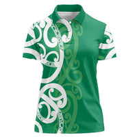 Pounamu Green Maori Women Polo Shirt Koru Kowhaiwhai - Polynesian Pride