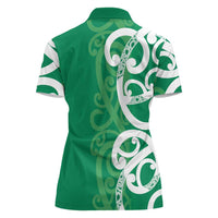 Pounamu Green Maori Women Polo Shirt Koru Kowhaiwhai - Polynesian Pride