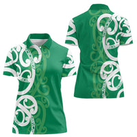 Pounamu Green Maori Women Polo Shirt Koru Kowhaiwhai - Polynesian Pride