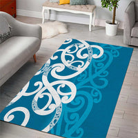 Azure Blue Maori Area Rug Koru Kowhaiwhai LT7 - Polynesian Pride
