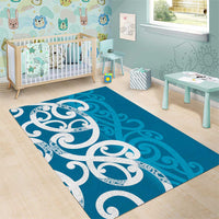 Azure Blue Maori Area Rug Koru Kowhaiwhai LT7 - Polynesian Pride