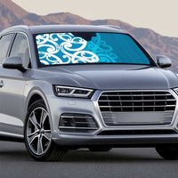 Azure Blue Maori Auto Sun Shade Koru Kowhaiwhai - Polynesian Pride