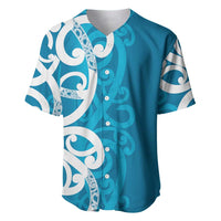 Azure Blue Maori Baseball Jersey Koru Kowhaiwhai - Polynesian Pride