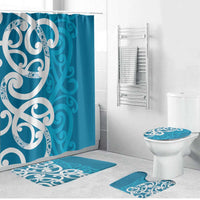 Azure Blue Maori Bathroom Set Koru Kowhaiwhai LT7 Bathroom Set (4 pcs) Blue - Polynesian Pride
