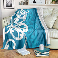 Azure Blue Maori Blanket Koru Kowhaiwhai LT7 Blue - Polynesian Pride