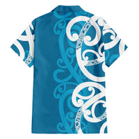 Azure Blue Maori Hawaiian Shirt Koru Kowhaiwhai - Polynesian Pride