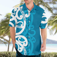 Azure Blue Maori Hawaiian Shirt Koru Kowhaiwhai - Polynesian Pride