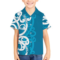 Azure Blue Maori Hawaiian Shirt Koru Kowhaiwhai - Polynesian Pride