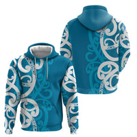 Azure Blue Maori Hoodie Koru Kowhaiwhai LT7 - Polynesian Pride