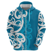 Azure Blue Maori Hoodie Koru Kowhaiwhai LT7 - Polynesian Pride