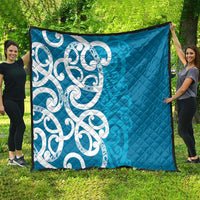 Azure Blue Maori Quilt Koru Kowhaiwhai LT7 - Polynesian Pride