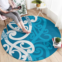 Azure Blue Maori Round Carpet Koru Kowhaiwhai - Polynesian Pride