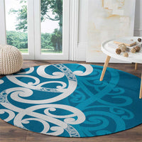 Azure Blue Maori Round Carpet Koru Kowhaiwhai - Polynesian Pride