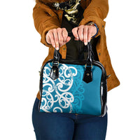 Azure Blue Maori Shoulder Handbag Koru Kowhaiwhai LT7 One Size Blue - Polynesian Pride