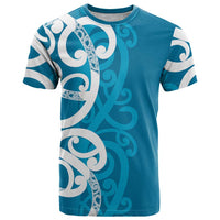 Azure Blue Maori T Shirt Koru Kowhaiwhai - Polynesian Pride