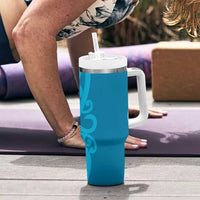 Azure Blue Maori Tumbler With Handle Koru Kowhaiwhai LT7 - Polynesian Pride