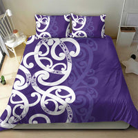Violet Green Maori Bedding Set Koru Kowhaiwhai - Polynesian Pride