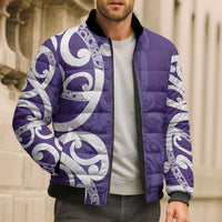 Violet Green Maori Bomber Puffer Jacket Koru Kowhaiwhai - Polynesian Pride